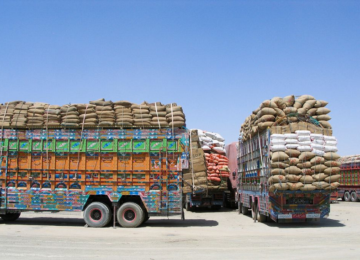 Trucks loaded with supplies wait to cross into Afghanistan at the Friendship Gate crossing point, in the Pakistan-Afghanistan border town of Chaman. PHOTO: REUTERS/FILE