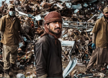 Afghan workers sort metals for recycling at a steel plant partially owned and operated by a Chinese entrepreneur in Kabul.(Marcus Yam / Los Angeles Times)